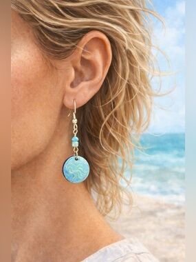 Handmade Ocean Blue Earrings | Lightweight Beachy Dangles | Coastal Aqua Jewelry